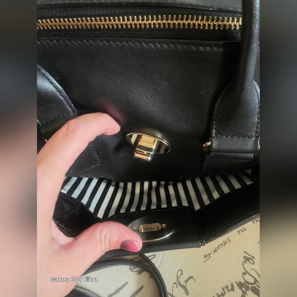 Kate Spade ♠️ Hampton Road Janie Blk Smooth/Patent Leather Slouch Satchel EUC - Picture 14 of 17
